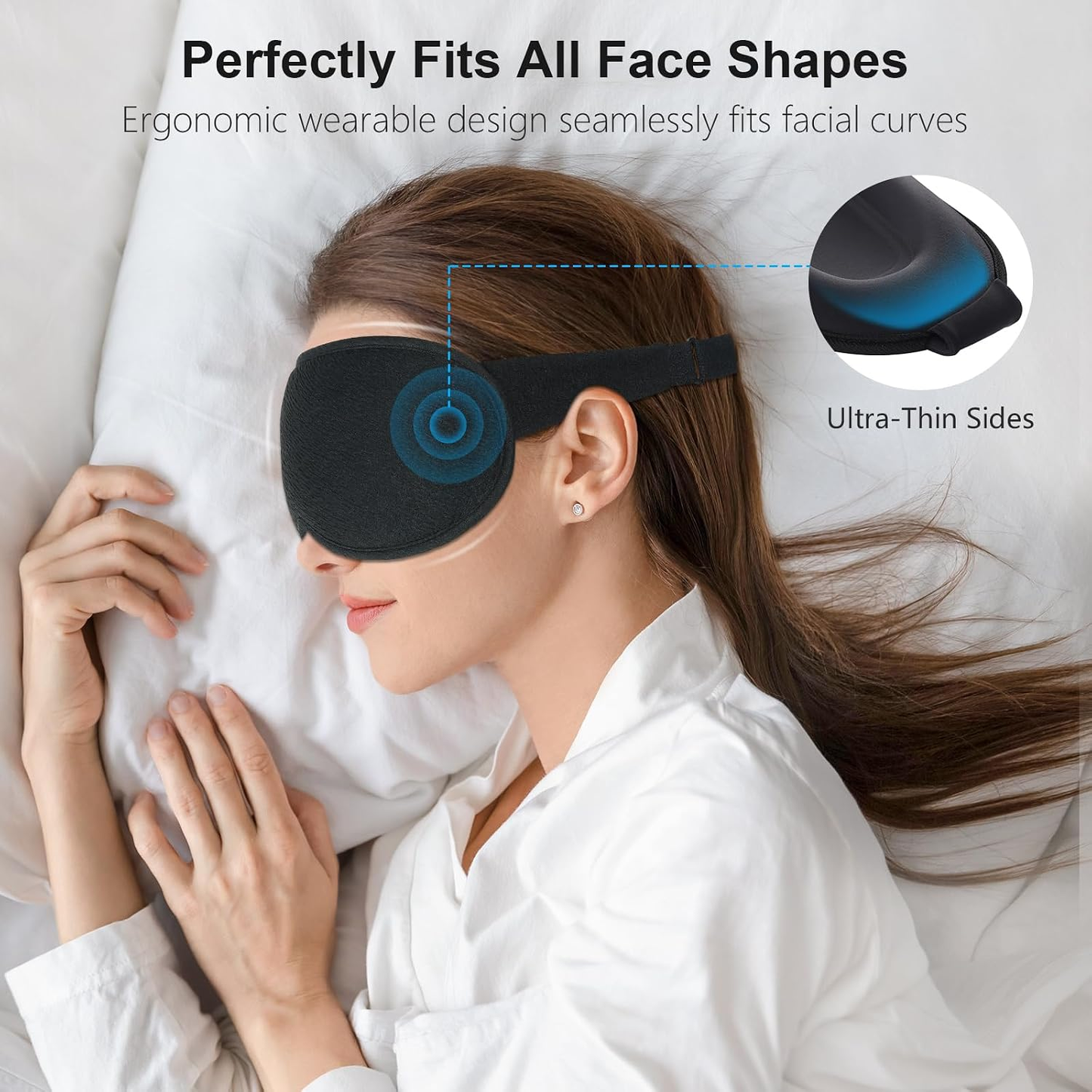 ❤️vermiquo®100% Blackout Sleep Eye Mask for Women Men, Zero Pressure Sleep Mask