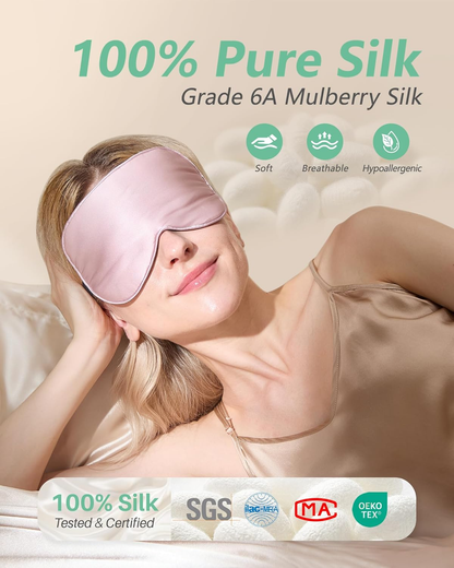 🔥vermiquo®100% Mulberry Silk Sleep Mask, Light Blocking Eye Masks (2 Packs)