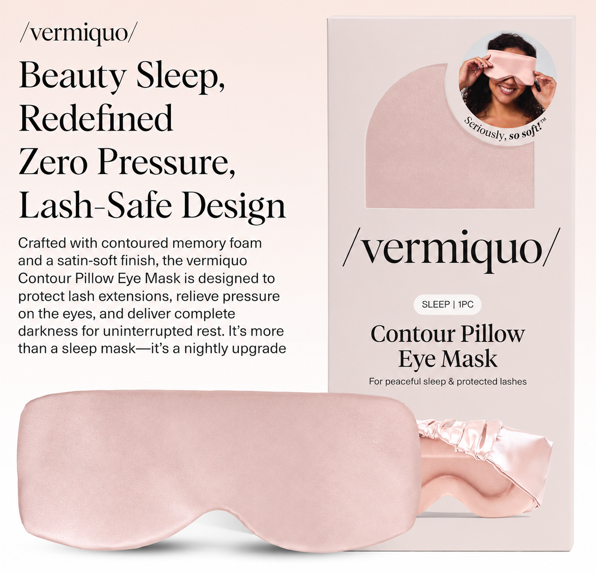 vermiquo® Contour Satin Sleep Mask | Eye Masks for Sleep - Blush💕