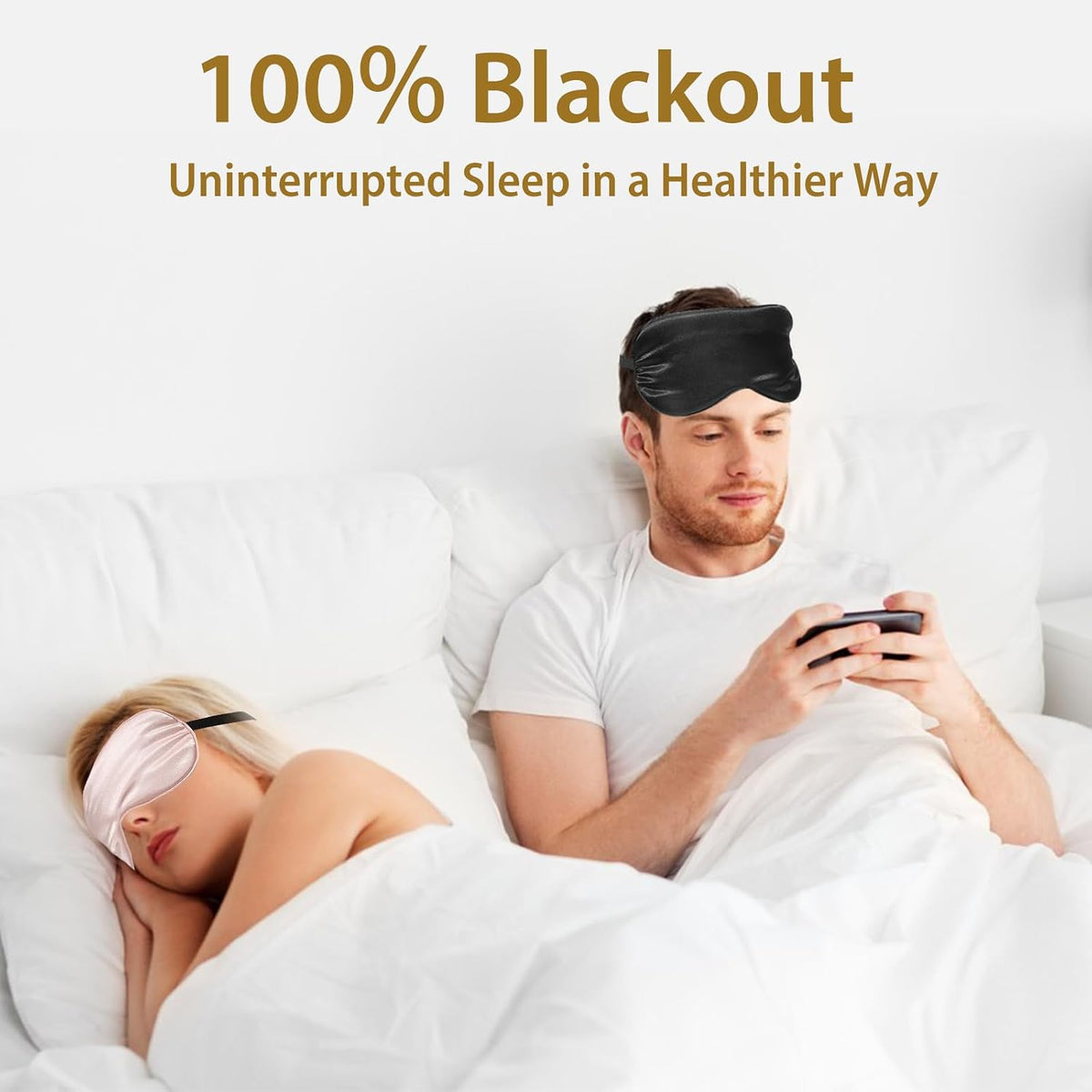 😎vermiquo® 4 Pack Silk Sleep Mask, Blackout Eye Mask with Adjustable Strap