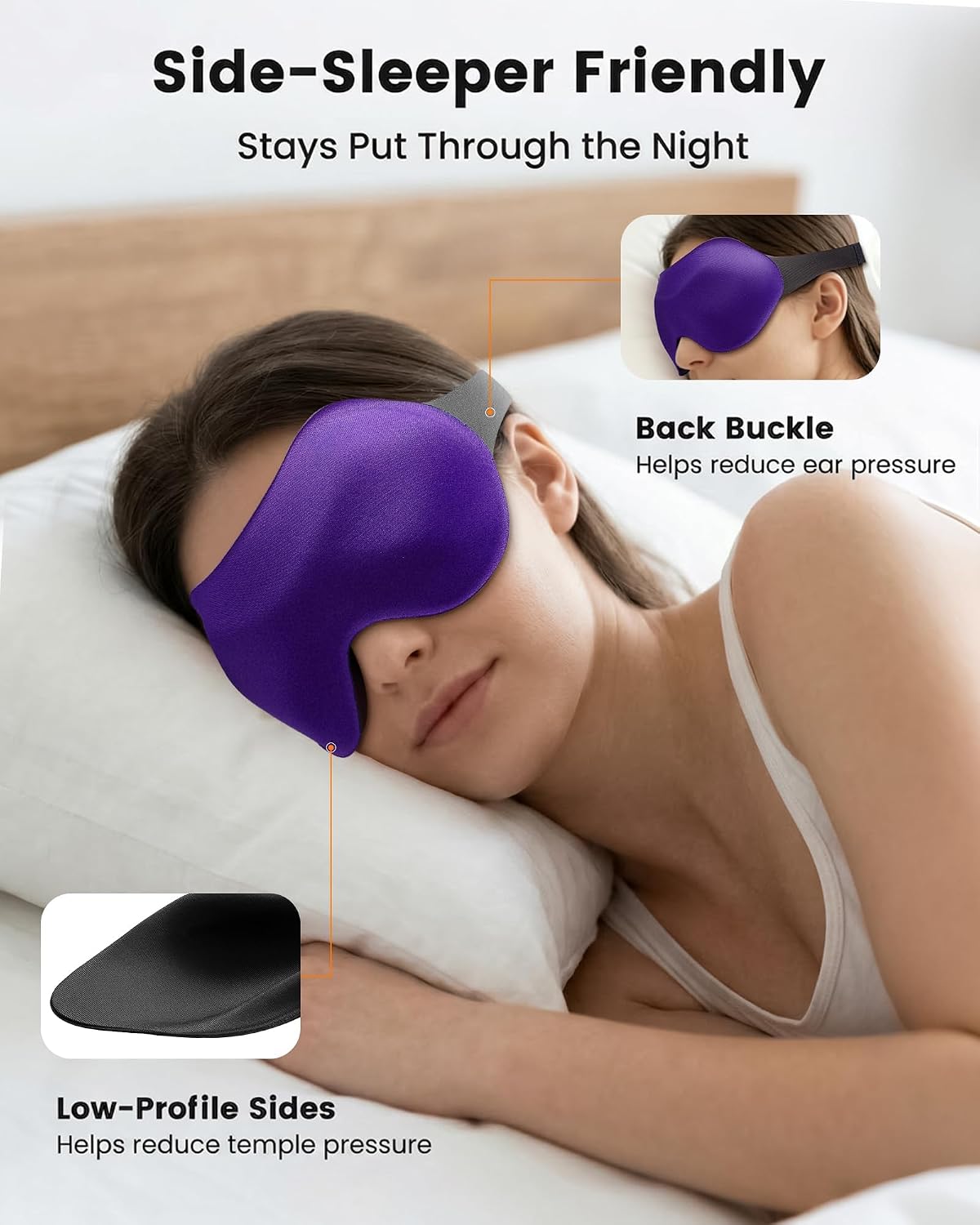 💖vermiquo®3 Pack Sleep Masks for Side Sleepers, True Blackout 3D Eye Mask for Sleeping, Zero Eye Pressure, Lash-Friendly, Adjustable Soft Eye Cover for Women Men, Airplane Travel Essentials