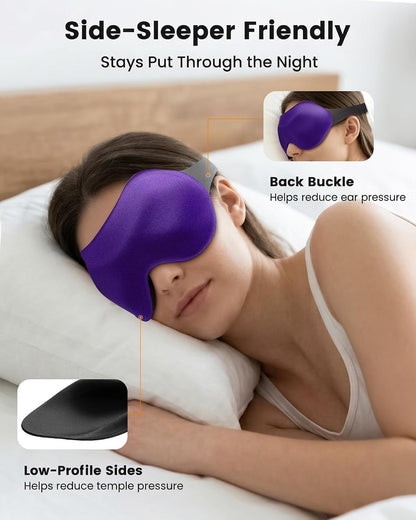 💖vermiquo®3 Pack Sleep Masks for Side Sleepers, True Blackout 3D Eye Mask for Sleeping, Zero Eye Pressure, Lash-Friendly, Adjustable Soft Eye Cover for Women Men, Airplane Travel Essentials