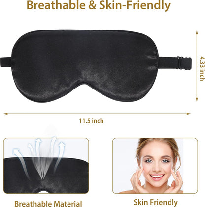 😎vermiquo® 4 Pack Silk Sleep Mask, Blackout Eye Mask with Adjustable Strap
