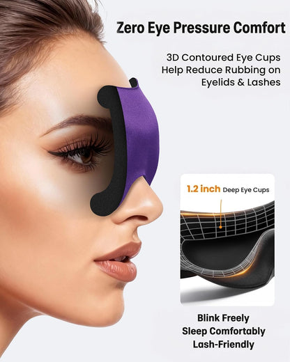 💖vermiquo®3 Pack Sleep Masks for Side Sleepers, True Blackout 3D Eye Mask for Sleeping, Zero Eye Pressure, Lash-Friendly, Adjustable Soft Eye Cover for Women Men, Airplane Travel Essentials