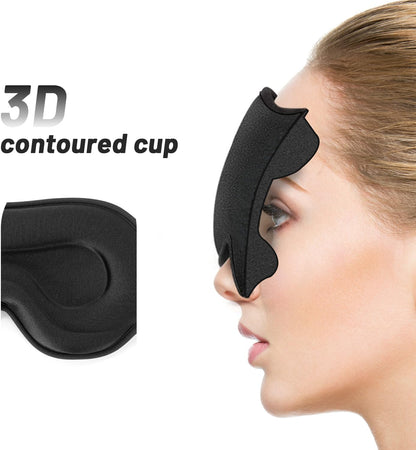 💕vermiquo®Sleep Mask for Men and Women, 3D Blackout Eye Mask for Side Sleepers, Black