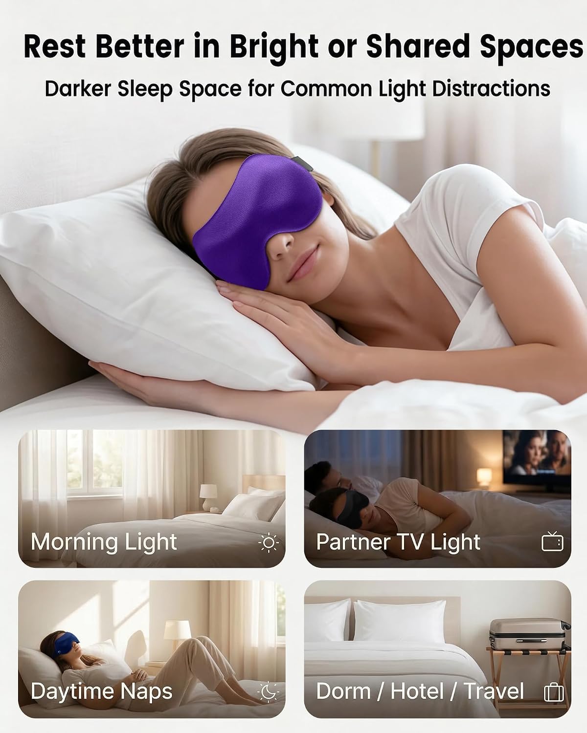 💖vermiquo®3 Pack Sleep Masks for Side Sleepers, True Blackout 3D Eye Mask for Sleeping, Zero Eye Pressure, Lash-Friendly, Adjustable Soft Eye Cover for Women Men, Airplane Travel Essentials