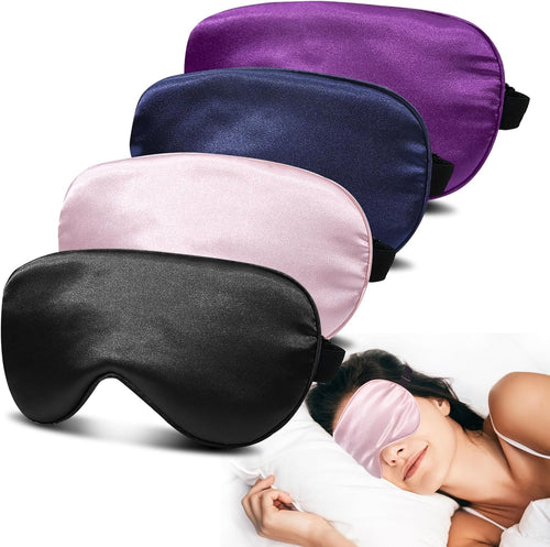 😎vermiquo® 4 Pack Silk Sleep Mask, Blackout Eye Mask with Adjustable Strap
