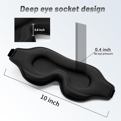 💕vermiquo®Sleep Mask for Men and Women, 3D Blackout Eye Mask for Side Sleepers, Black