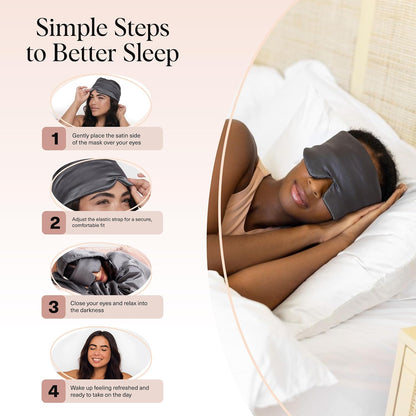 vermiquo® Satin Sleep Mask | Eye Masks for Sleep - Charcoal Black💖