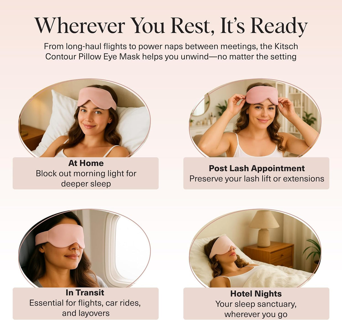 vermiquo® Contour Satin Sleep Mask | Eye Masks for Sleep - Blush💕