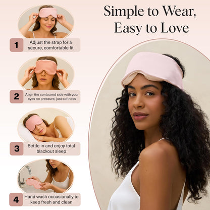 vermiquo® Contour Satin Sleep Mask | Eye Masks for Sleep - Blush💕