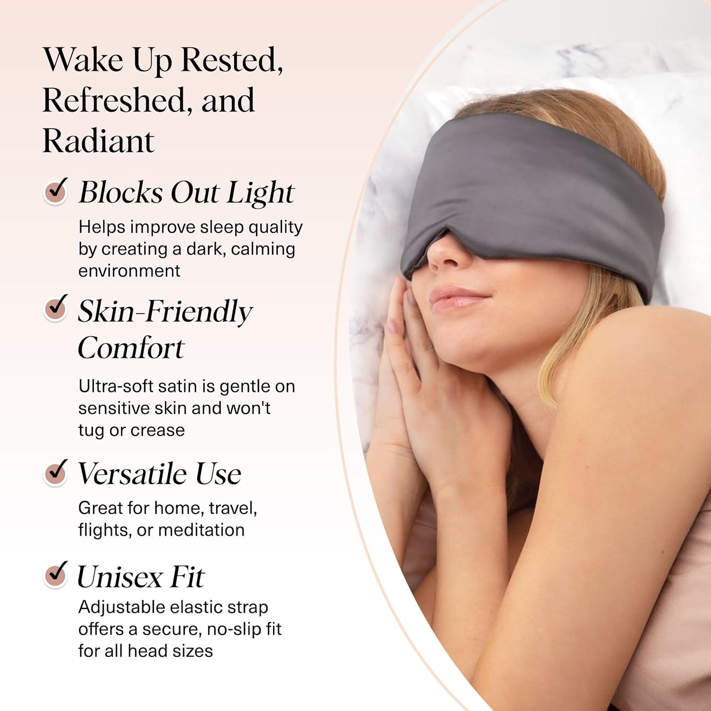 vermiquo® Satin Sleep Mask | Eye Masks for Sleep - Charcoal Black💖