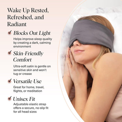 vermiquo® Satin Sleep Mask | Eye Masks for Sleep - Charcoal Black💖