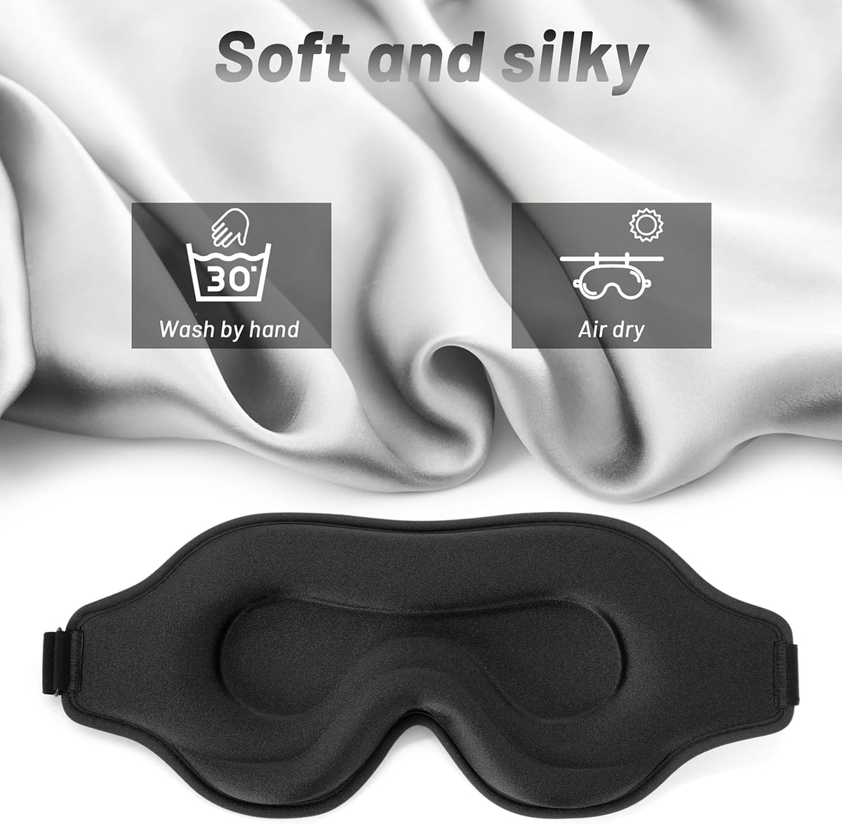 💕vermiquo®Sleep Mask for Men and Women, 3D Blackout Eye Mask for Side Sleepers, Black