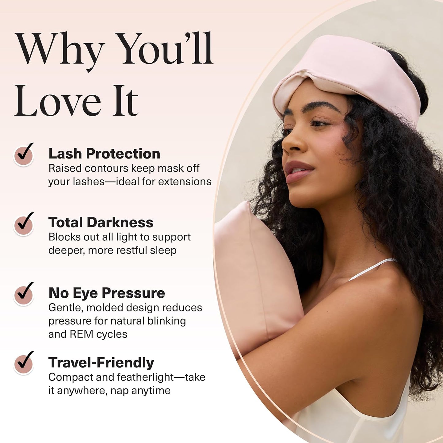vermiquo® Contour Satin Sleep Mask | Eye Masks for Sleep - Blush💕