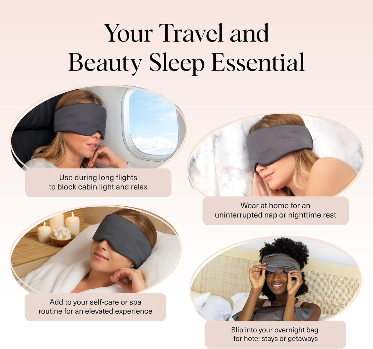 vermiquo® Satin Sleep Mask | Eye Masks for Sleep - Charcoal Black💖