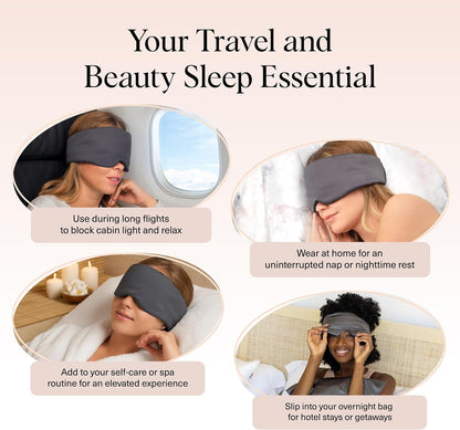 vermiquo® Satin Sleep Mask | Eye Masks for Sleep - Charcoal Black💖