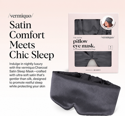 vermiquo® Satin Sleep Mask | Eye Masks for Sleep - Charcoal Black💖