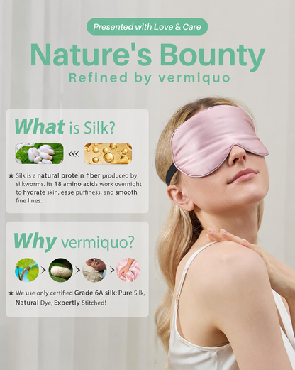 🔥vermiquo®100% Mulberry Silk Sleep Mask, Light Blocking Eye Masks (2 Packs)