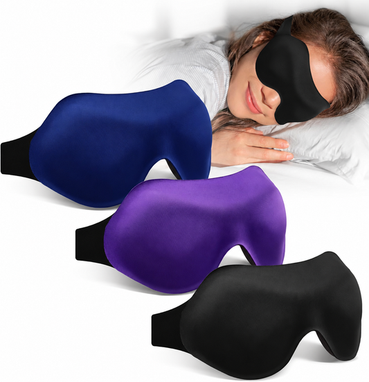 💖vermiquo®3 Pack Sleep Masks for Side Sleepers, True Blackout 3D Eye Mask for Sleeping, Zero Eye Pressure, Lash-Friendly, Adjustable Soft Eye Cover for Women Men, Airplane Travel Essentials