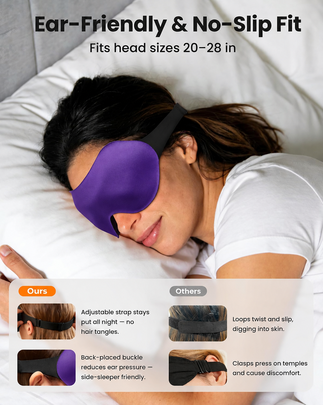 💖vermiquo®3 Pack Sleep Masks for Side Sleepers, True Blackout 3D Eye Mask for Sleeping, Zero Eye Pressure, Lash-Friendly, Adjustable Soft Eye Cover for Women Men, Airplane Travel Essentials