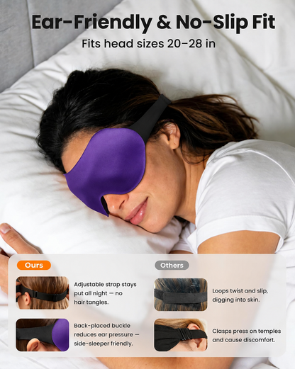 💖vermiquo®3 Pack Sleep Masks for Side Sleepers, True Blackout 3D Eye Mask for Sleeping, Zero Eye Pressure, Lash-Friendly, Adjustable Soft Eye Cover for Women Men, Airplane Travel Essentials