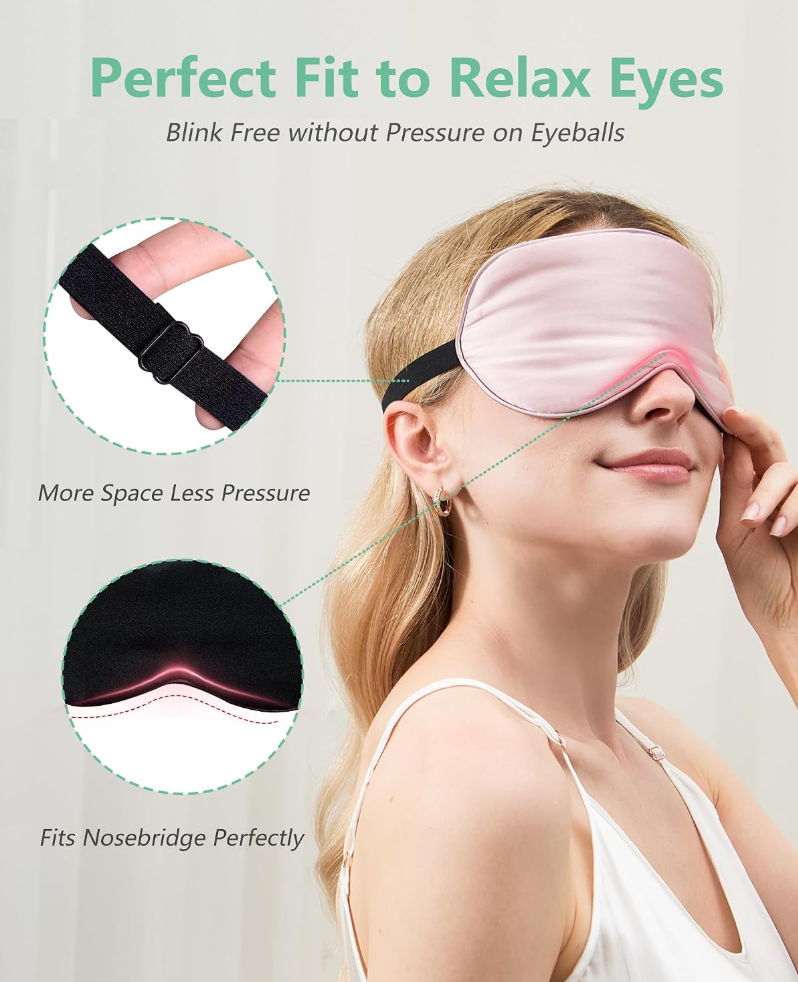 🔥vermiquo®100% Mulberry Silk Sleep Mask, Light Blocking Eye Masks (2 Packs)