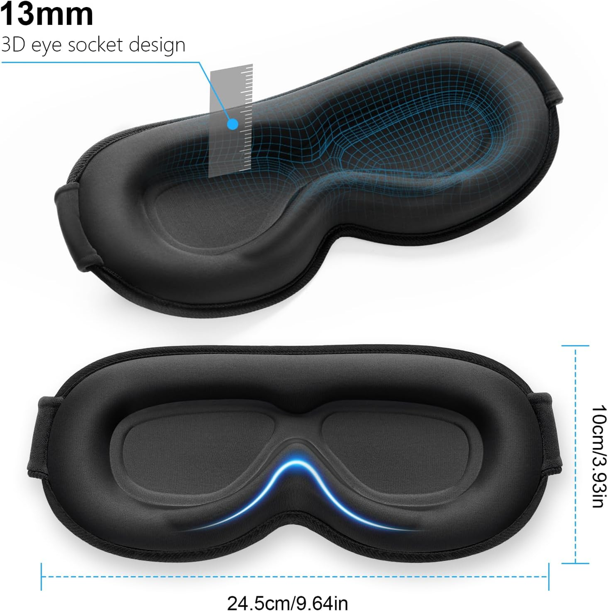 ❤️vermiquo®100% Blackout Sleep Eye Mask for Women Men, Zero Pressure Sleep Mask
