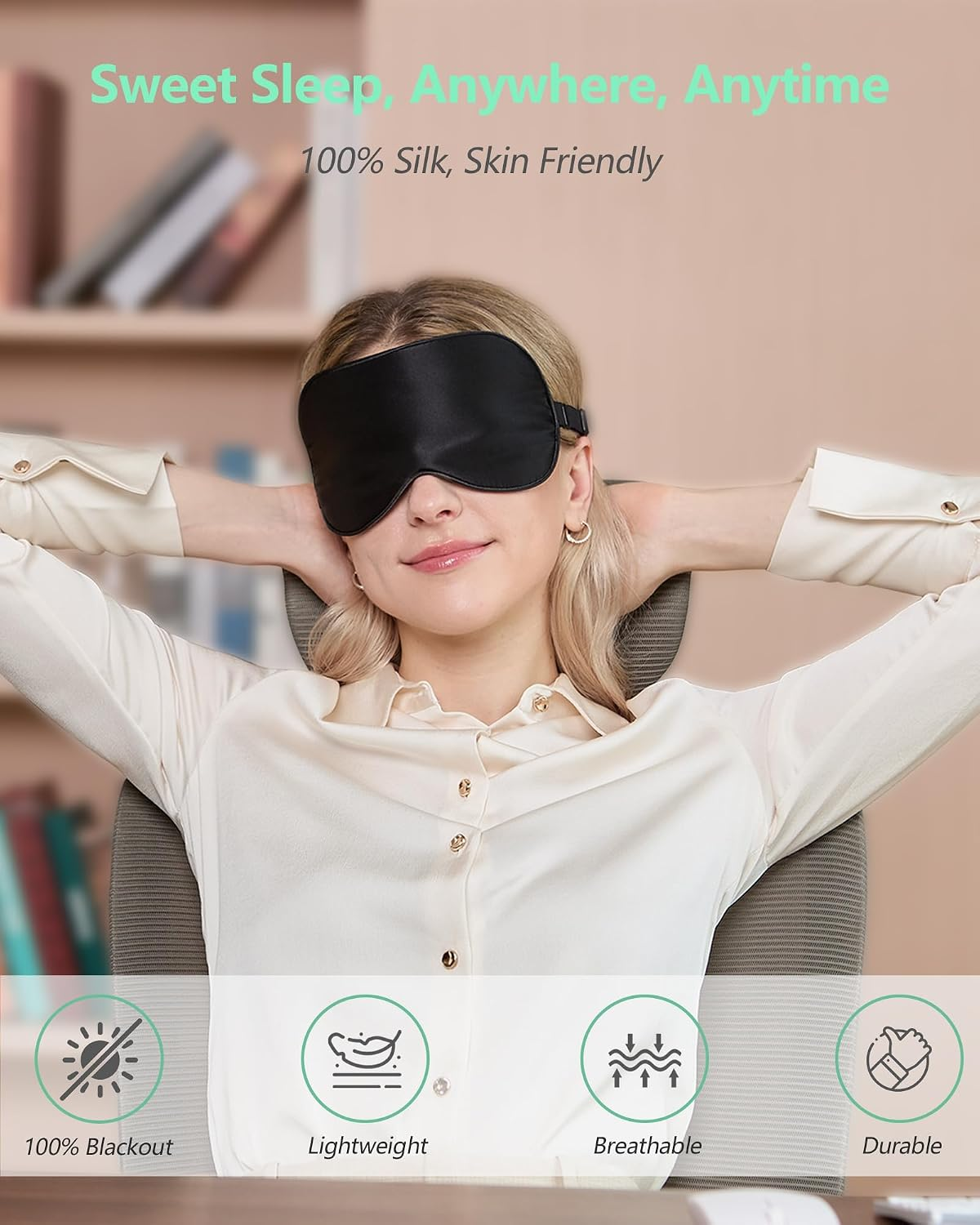 🔥vermiquo®100% Mulberry Silk Sleep Mask, Light Blocking Eye Masks (2 Packs)