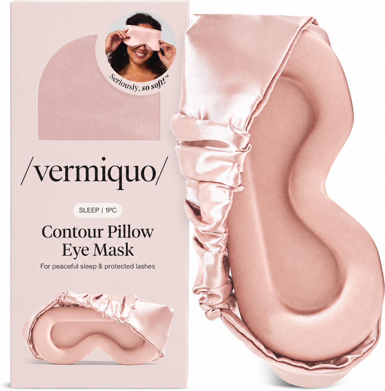 vermiquo® Contour Satin Sleep Mask | Eye Masks for Sleep - Blush💕