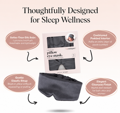 vermiquo® Satin Sleep Mask | Eye Masks for Sleep - Charcoal Black💖